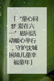 “童心同梦 爱在六一”慰问活动暖心举行，守护沈城困境儿童幸福童年
