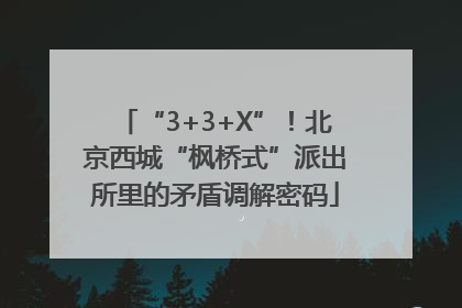 “3+3+X”！北京西城“枫桥式”派出所里的矛盾调解密码