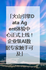火山引擎Data Agent体验中心正式上线！企业级AI数据专家触手可及