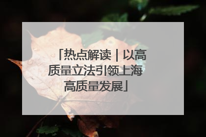 热点解读｜以高质量立法引领上海高质量发展