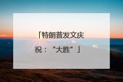 特朗普发文庆祝：“大胜”