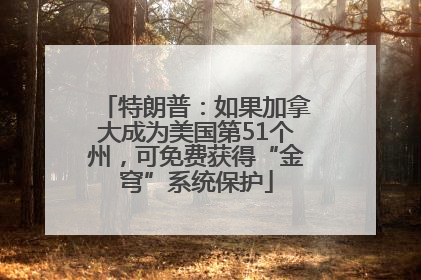 特朗普：如果加拿大成为美国第51个州，可免费获得“金穹”系统保护