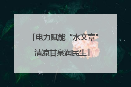 电力赋能“水文章” 清凉甘泉润民生