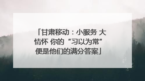 甘肃移动：小服务 大情怀 你的“习以为常”便是他们的满分答案