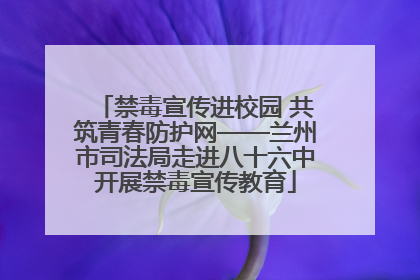 禁毒宣传进校园 共筑青春防护网——兰州市司法局走进八十六中开展禁毒宣传教育