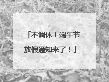 不调休！端午节放假通知来了！
