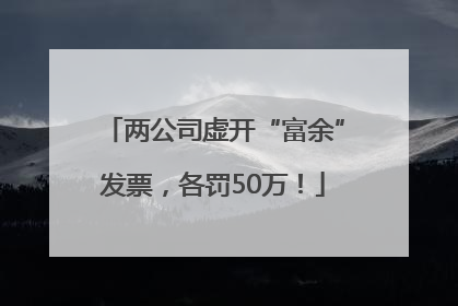 两公司虚开“富余”发票，各罚50万！