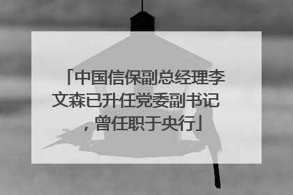 中国信保副总经理李文森已升任党委副书记，曾任职于央行
