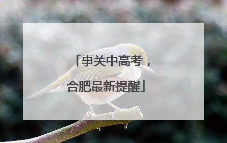 事关中高考，合肥最新提醒