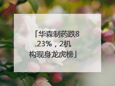 华森制药跌8.23%，2机构现身龙虎榜