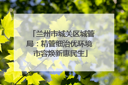 兰州市城关区城管局：精管细治优环境 市容焕新惠民生