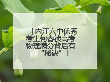 内江六中优秀考生何睿祯高考物理满分背后有“秘诀”