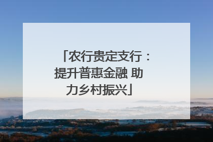 农行贵定支行：提升普惠金融 助力乡村振兴