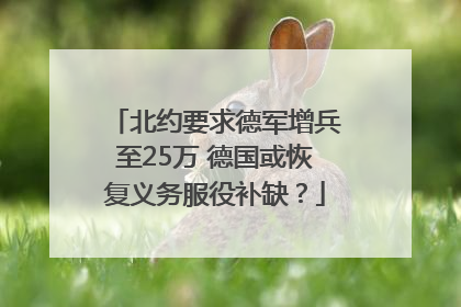 北约要求德军增兵至25万 德国或恢复义务服役补缺？