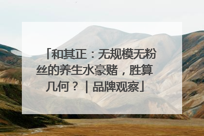 和其正：无规模无粉丝的养生水豪赌，胜算几何？｜品牌观察