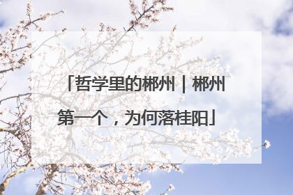 哲学里的郴州｜郴州第一个，为何落桂阳