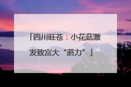 四川旺苍：小花菇激发致富大“蘑力”