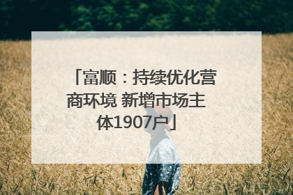 富顺：持续优化营商环境 新增市场主体1907户