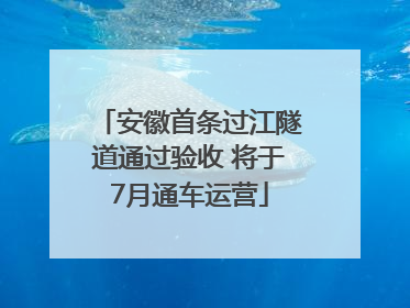 安徽首条过江隧道通过验收 将于7月通车运营