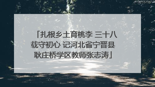 扎根乡土育桃李 三十八载守初心 记河北省宁晋县耿庄桥学区教师张志涛