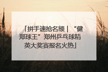 拼手速抢名额｜“健郑球王”郑州乒乓球精英大奖赛报名火热