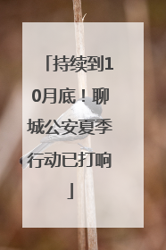 持续到10月底！聊城公安夏季行动已打响
