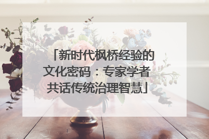 新时代枫桥经验的文化密码：专家学者共话传统治理智慧