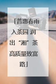 普惠春雨入茶园 润出“湘”茶高质量致富路
