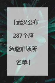 武汉公布287个应急避难场所名单