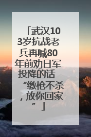 武汉103岁抗战老兵再喊80年前劝日军投降的话 “缴枪不杀，放你回家”