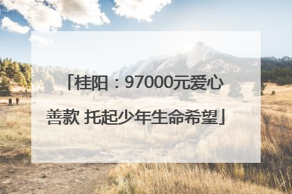 桂阳：97000元爱心善款 托起少年生命希望