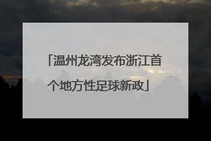温州龙湾发布浙江首个地方性足球新政