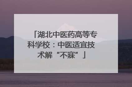 湖北中医药高等专科学校：中医适宜技术解“不寐”