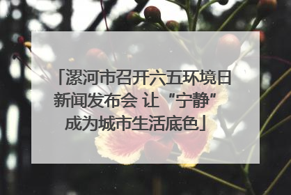 漯河市召开六五环境日新闻发布会 让“宁静”成为城市生活底色