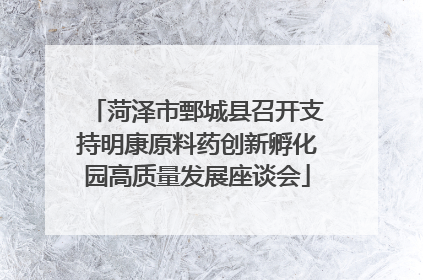 菏泽市鄄城县召开支持明康原料药创新孵化园高质量发展座谈会