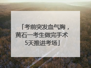 考前突发血气胸，黄石一考生做完手术5天推进考场