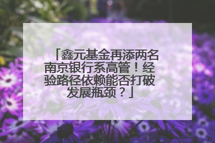 鑫元基金再添两名南京银行系高管！经验路径依赖能否打破发展瓶颈？