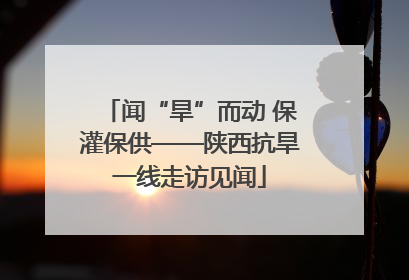 闻“旱”而动 保灌保供——陕西抗旱一线走访见闻