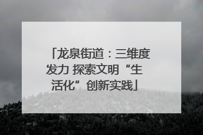 龙泉街道：三维度发力 探索文明“生活化”创新实践