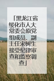黑龙江省绥化市人大常委会原党组成员、副主任宋树生接受纪律审查和监察调查