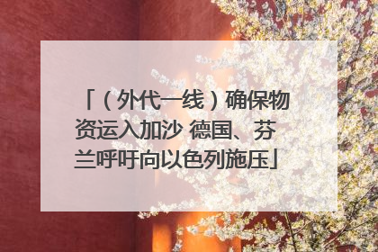 （外代一线）确保物资运入加沙 德国、芬兰呼吁向以色列施压